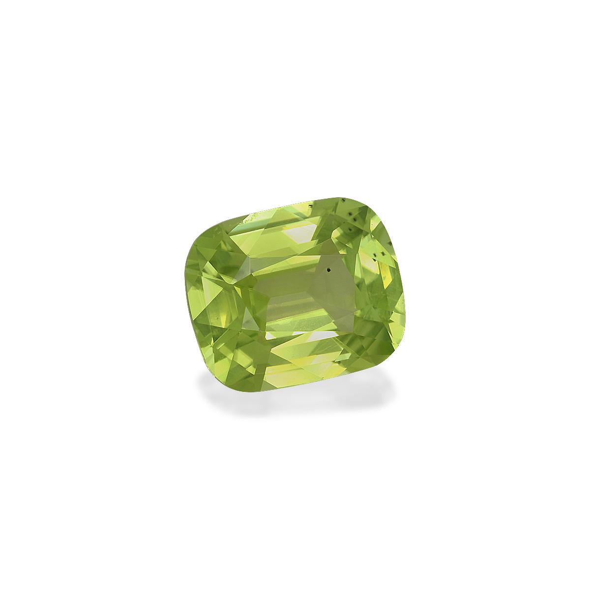 pistachio green peridot, 4.59ct cushion cut — view 3