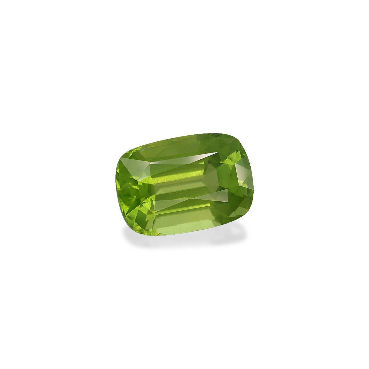 pistachio green peridot, 8.14ct cushion cut — view 3