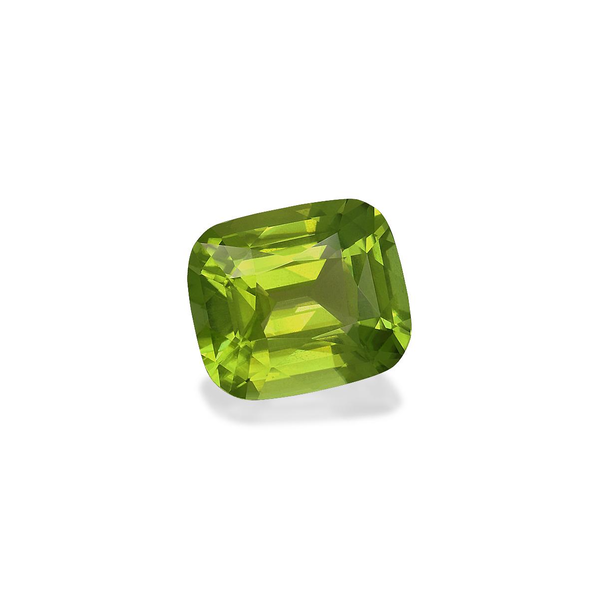 pistachio green peridot, 5.68ct cushion cut — view 3