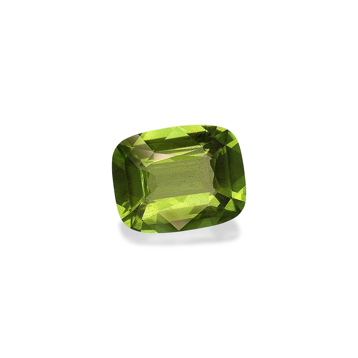 lime green peridot, 8.85ct cushion cut — view 3