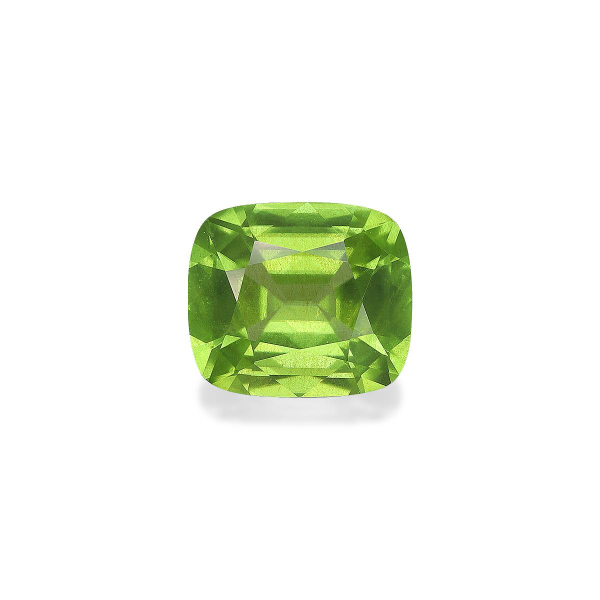 lime green peridot, 5.53ct cushion cut — main view