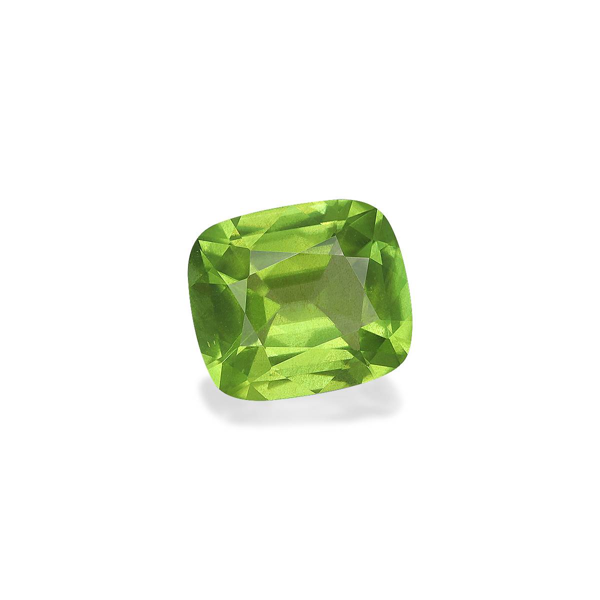 lime green peridot, 5.53ct cushion cut — view 3