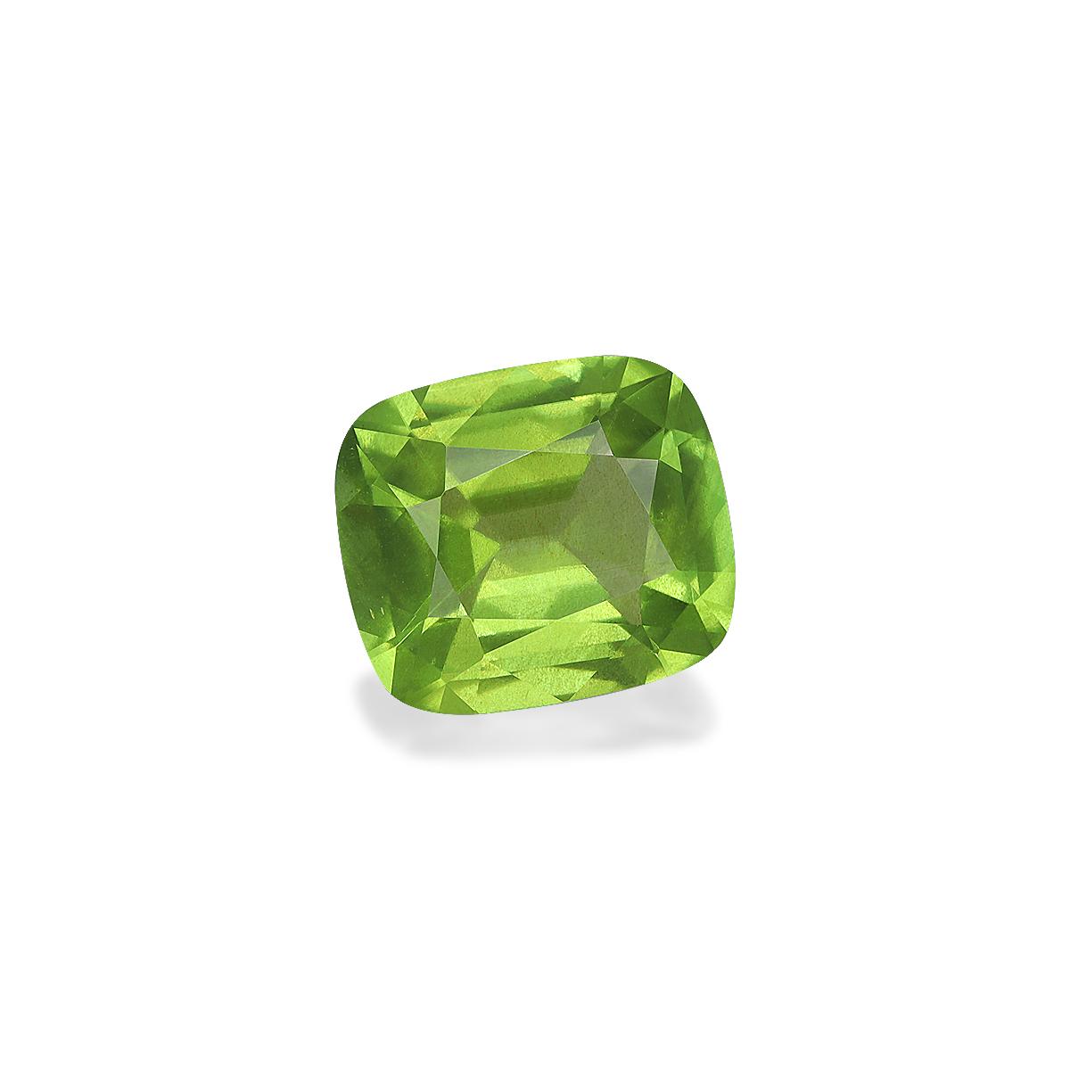 lime green peridot, 5.53ct cushion cut — view 3