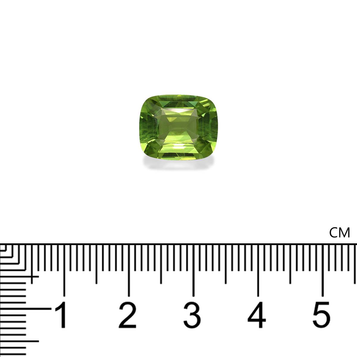 pistachio green peridot, 5.09ct cushion cut — view 4