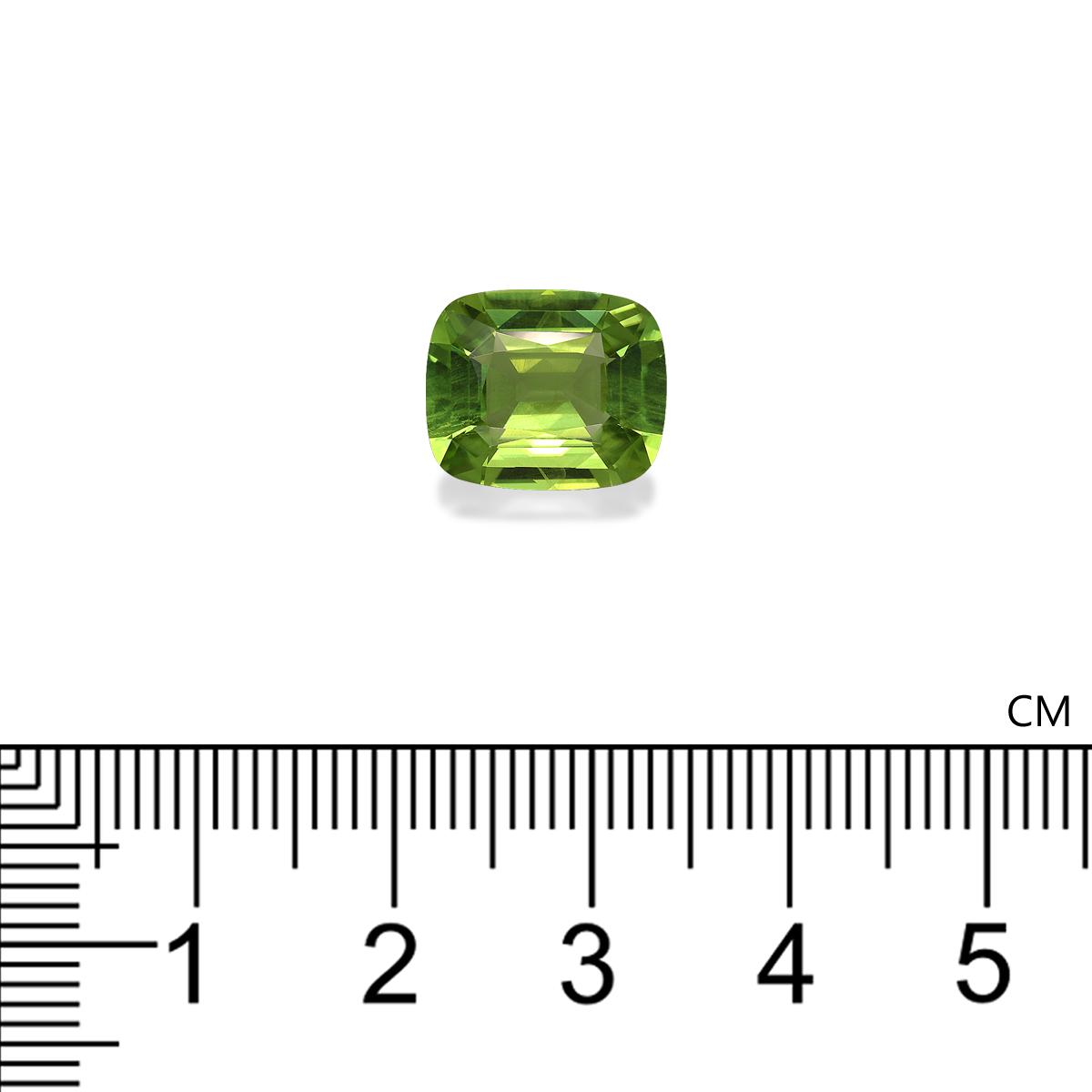 pistachio green peridot, 5.09ct cushion cut — view 4