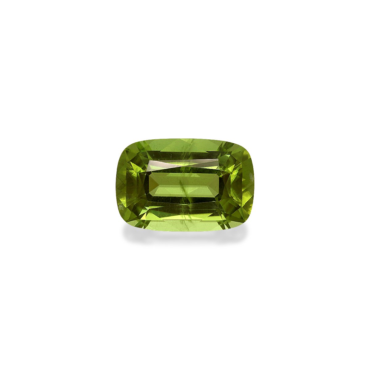 lime green peridot, 4.77ct cushion cut — main view