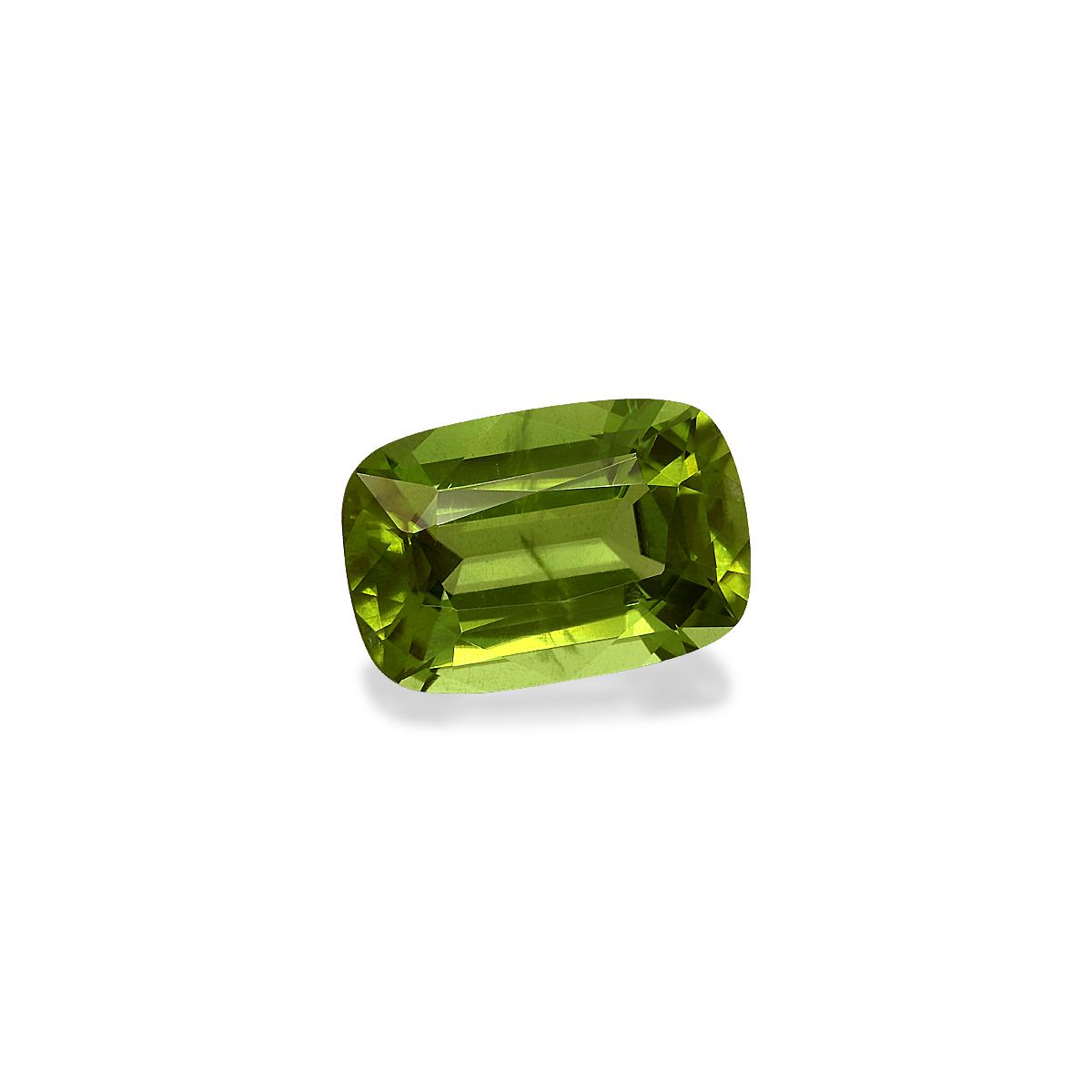 lime green peridot, 4.77ct cushion cut — view 3