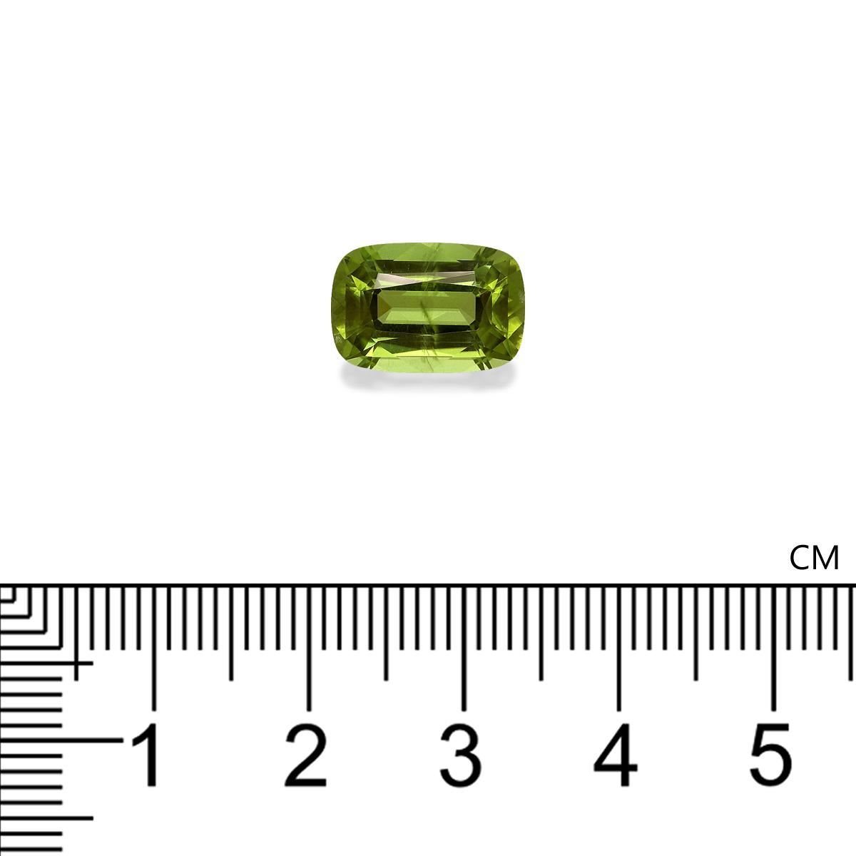 lime green peridot, 4.77ct cushion cut — view 4