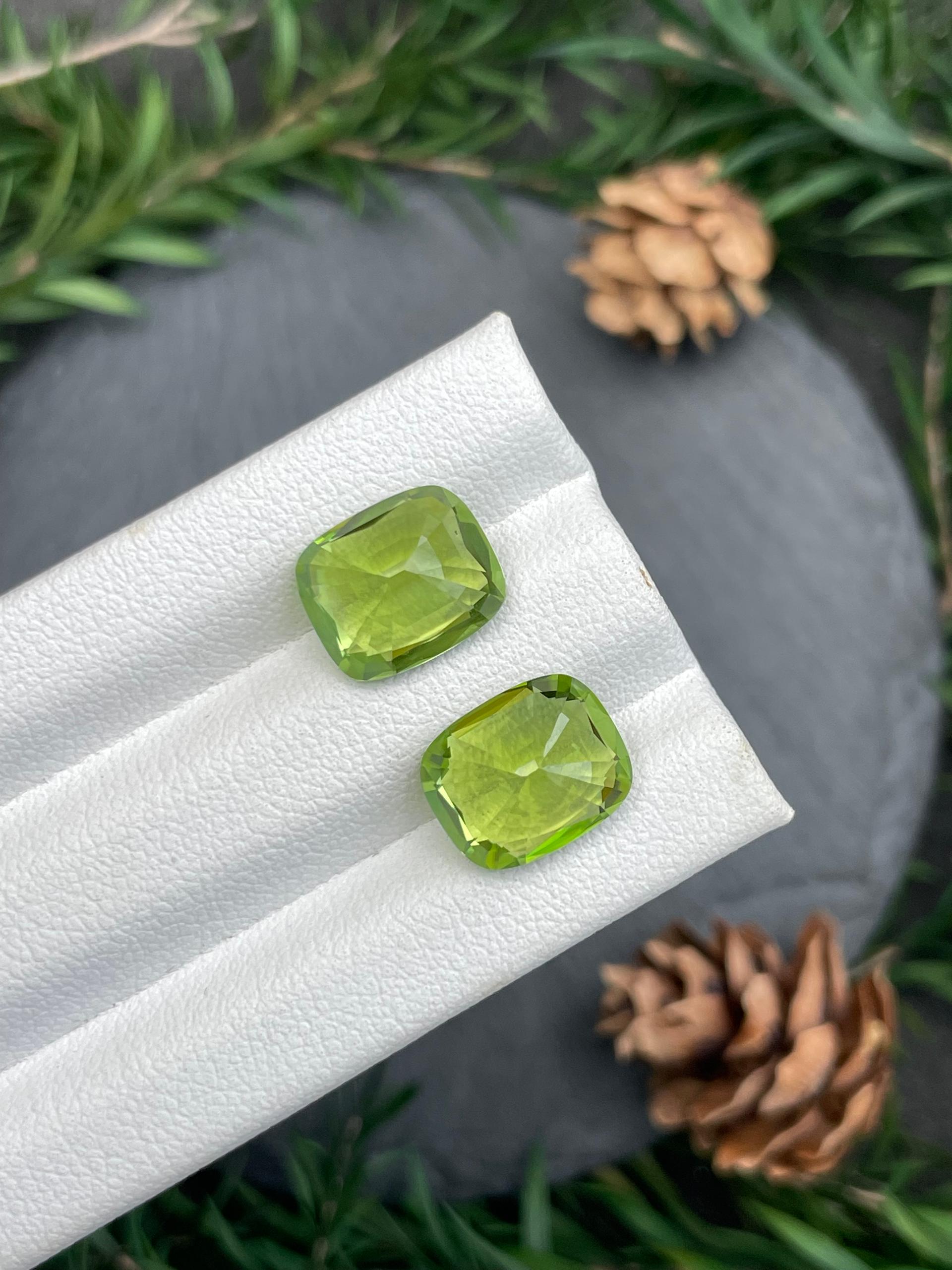 lime green peridot, 8.79ct cushion cut — view 7