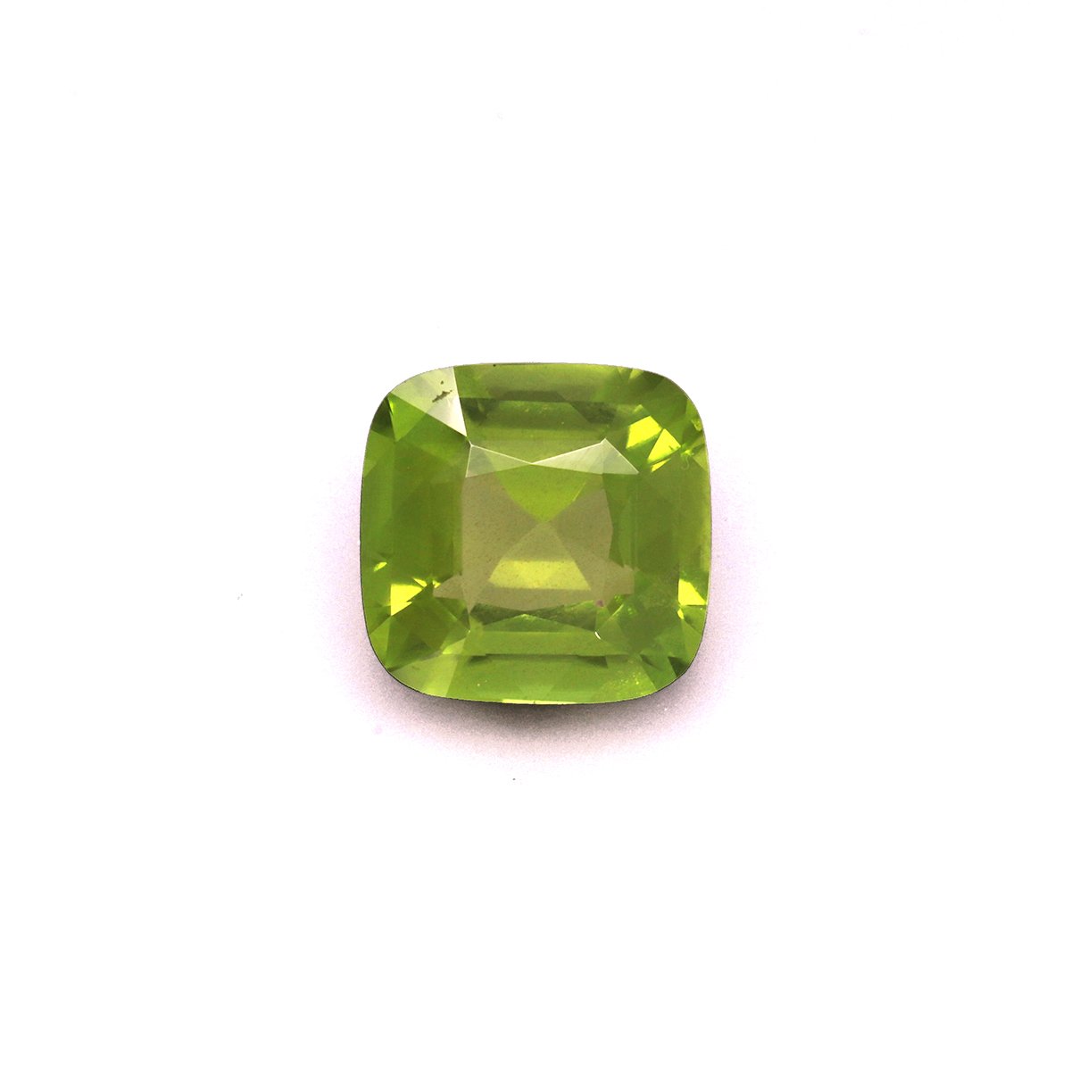 lime green peridot, 5.14ct cushion cut — main view