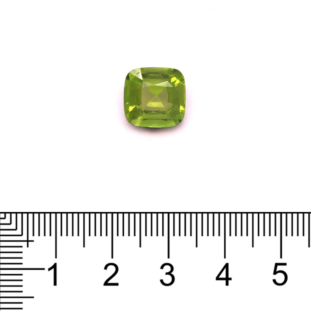 lime green peridot, 5.14ct cushion cut — view 4