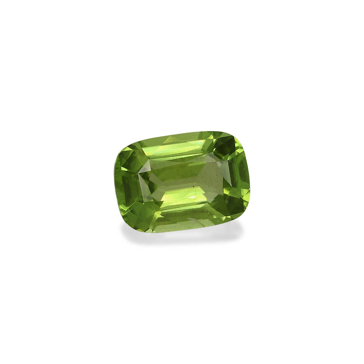pistachio green peridot, 4.24ct cushion cut — view 3