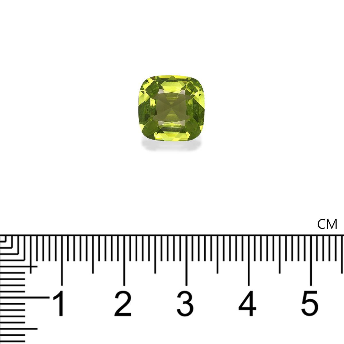 green peridot, 4.75ct cushion cut — view 4