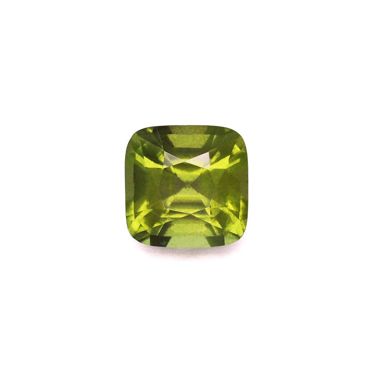 lime green peridot, 3.98ct cushion cut — main view