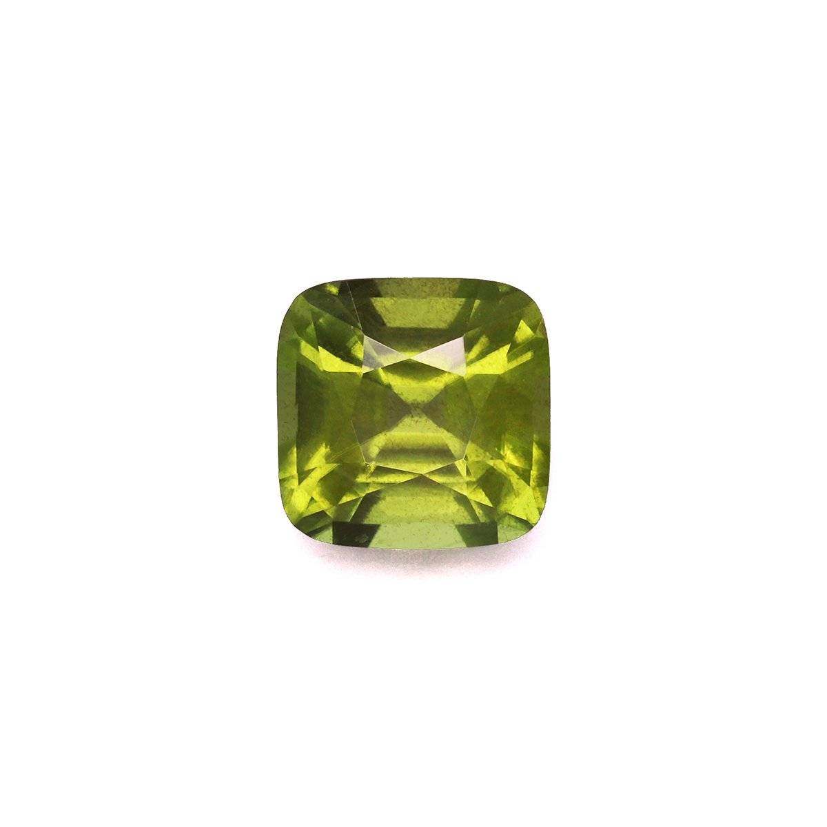 lime green peridot, 3.98ct cushion cut — main view