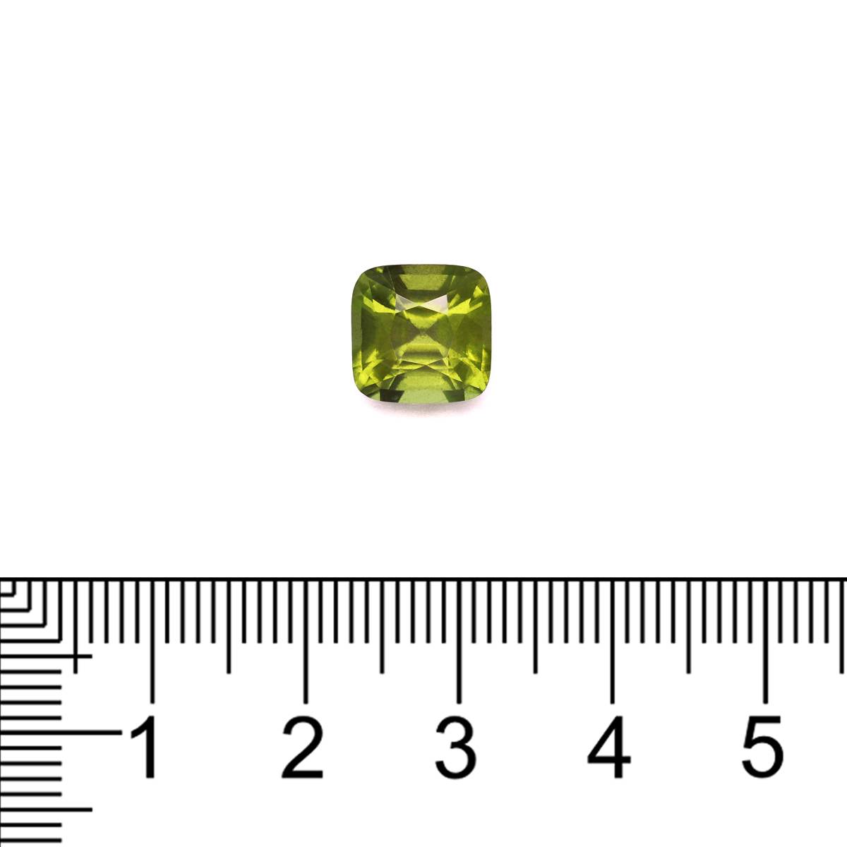 lime green peridot, 3.98ct cushion cut — view 4