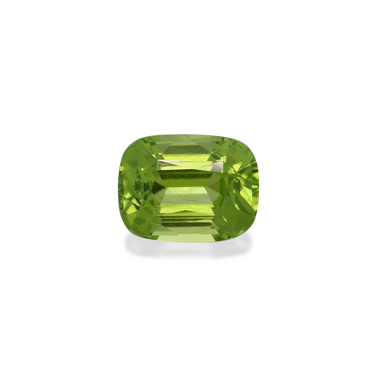 pistachio green peridot, 3.73ct cushion cut — main view