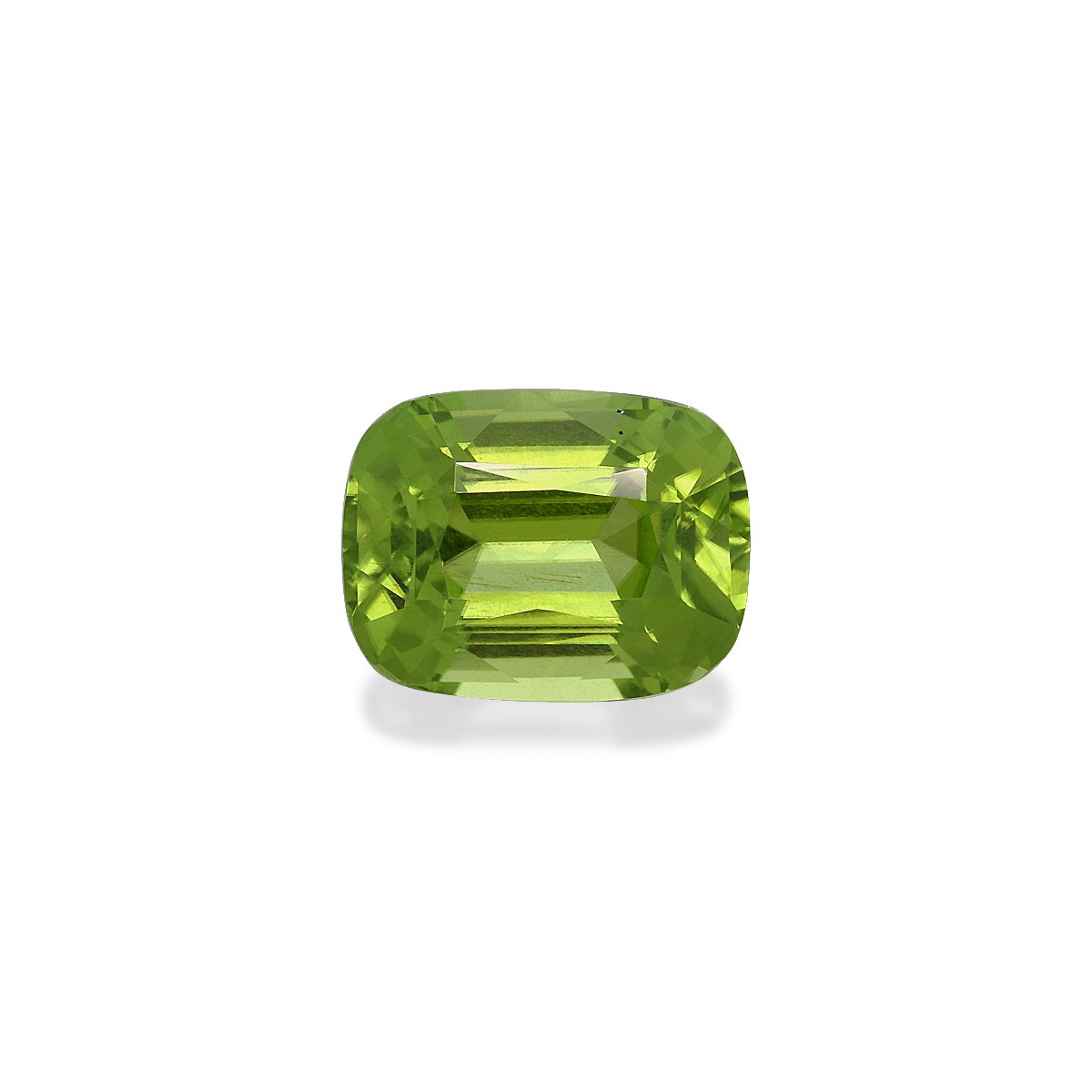 pistachio green peridot, 3.73ct cushion cut — main view