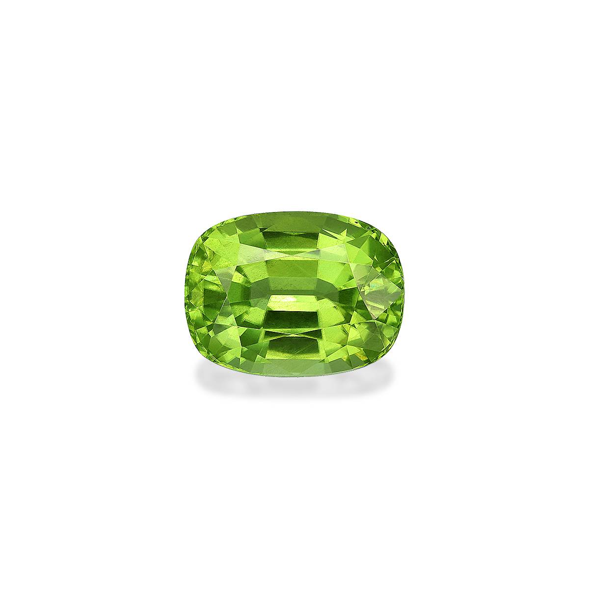pistachio green peridot, 5.12ct cushion cut — main view