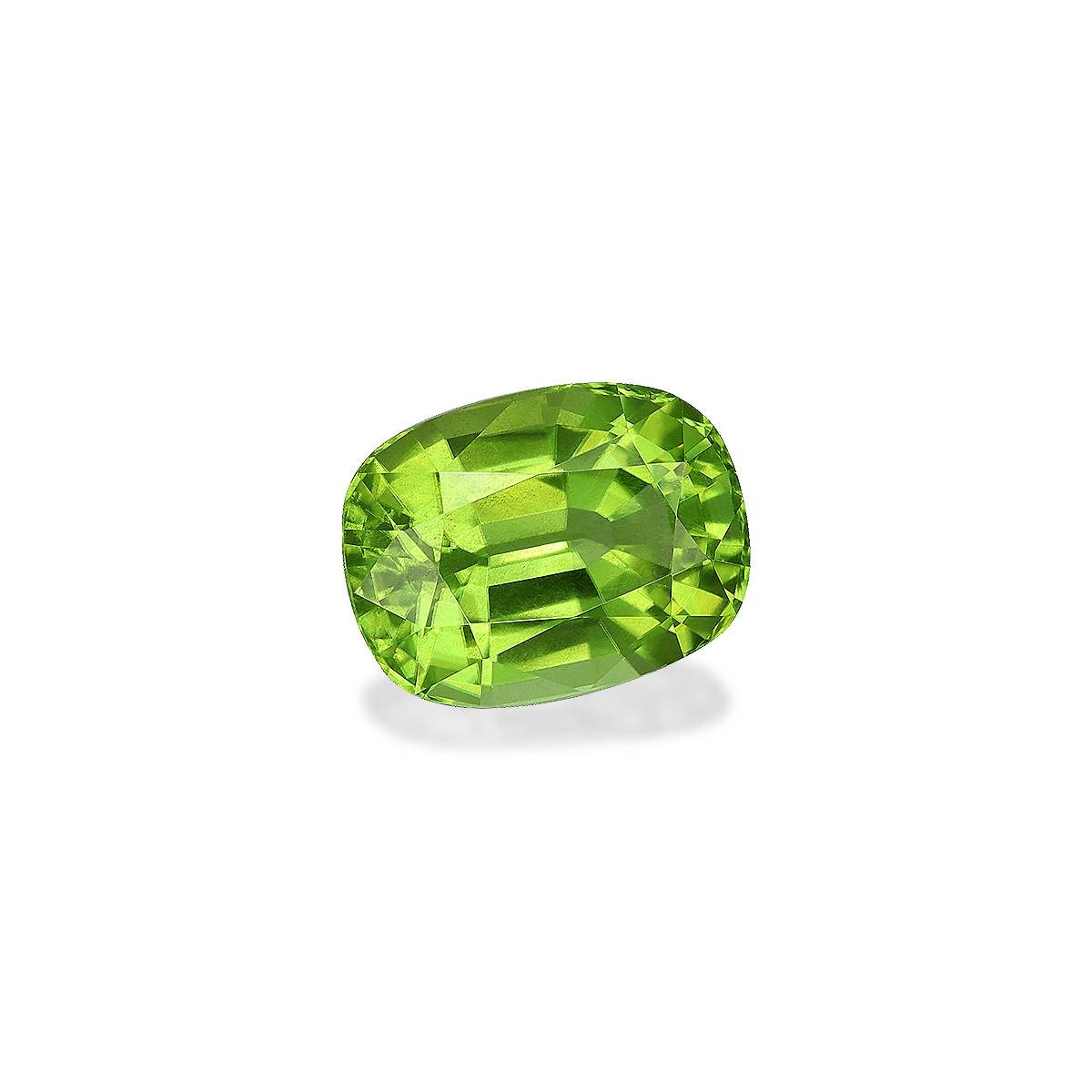 pistachio green peridot, 5.12ct cushion cut — view 3
