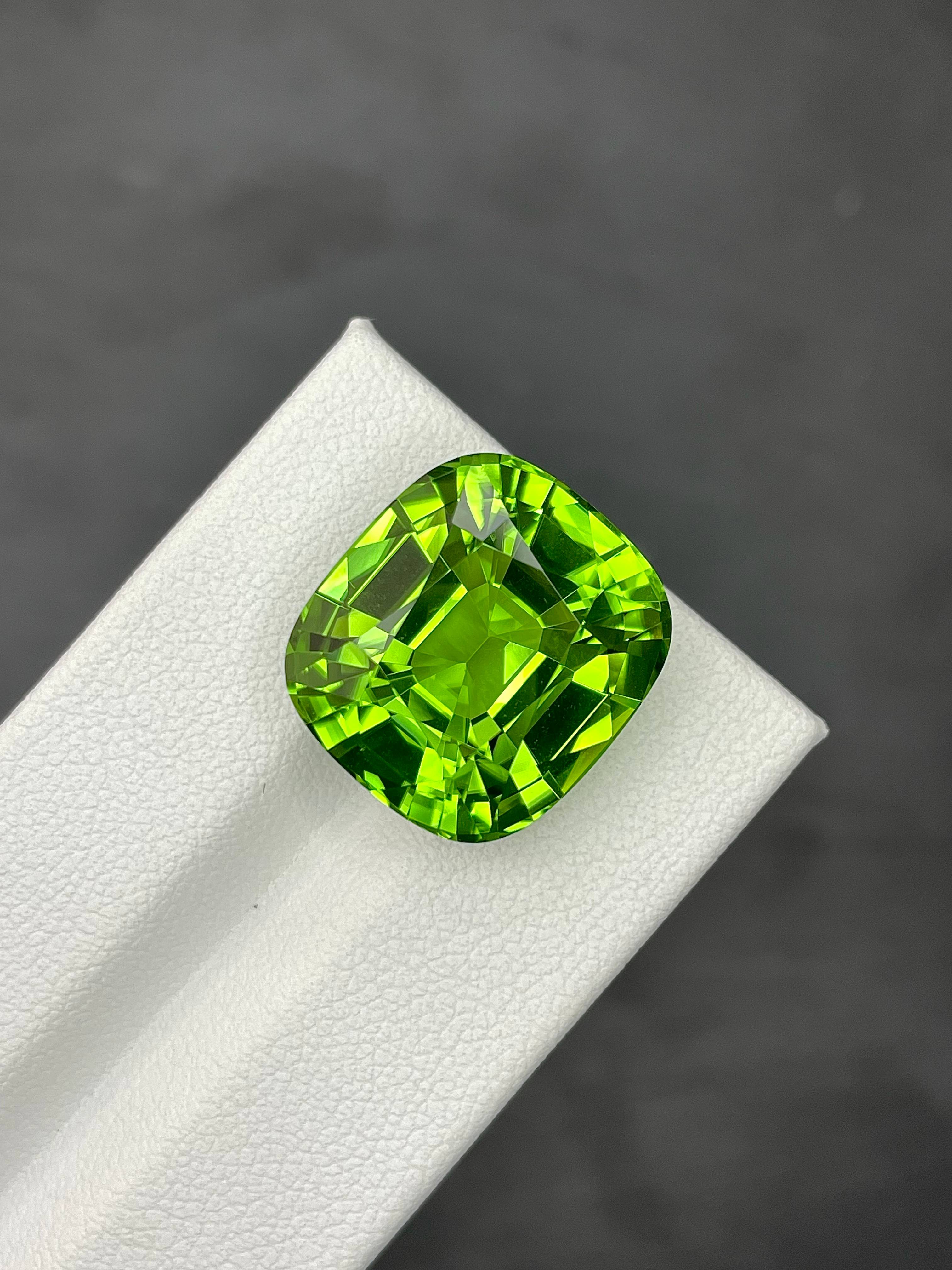 lime green peridot, 24.68ct cushion cut — view 5