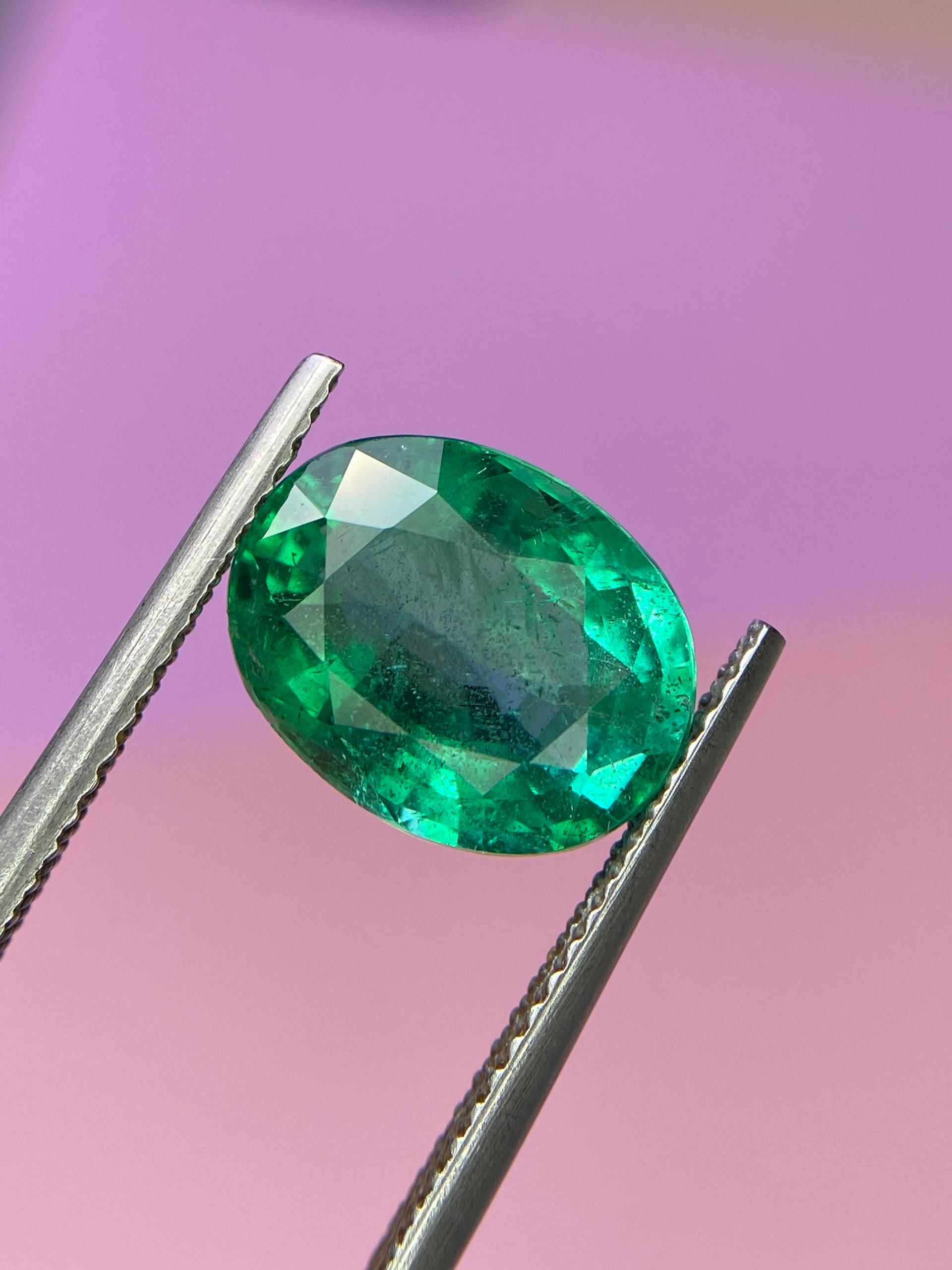 green zambian emerald, 4.54ct oval cut — view 5