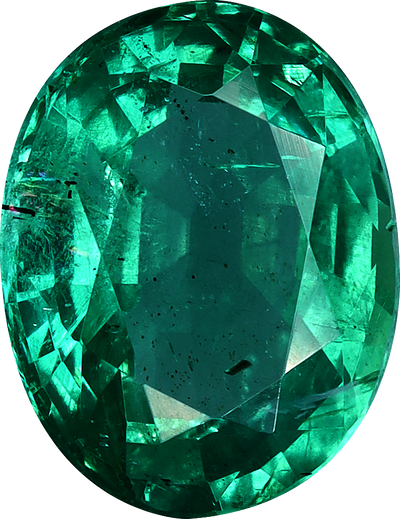 Oval cut zambian emerald, 8.72 by 6.76 mm, shown at actual size