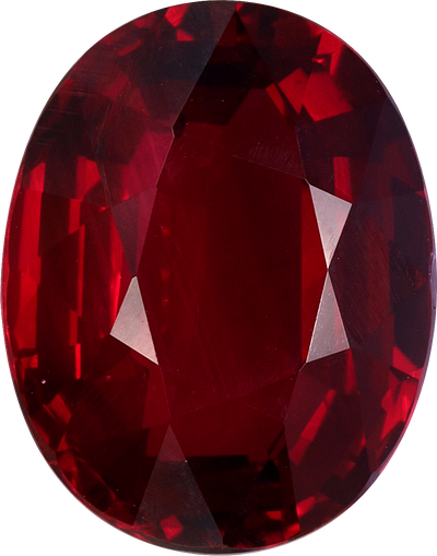 Oval cut mozambique ruby, 11.6 by 9.1 mm, shown at actual size