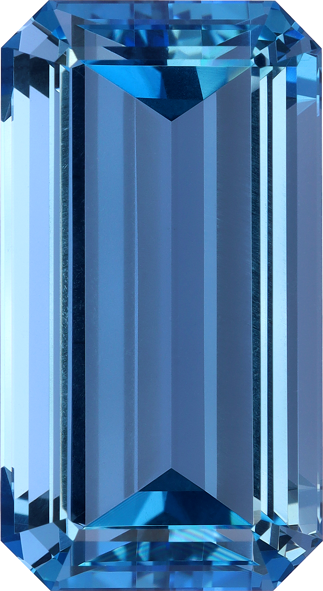 Rectangular cut aquamarine, 26.35 by 14.43 mm, shown at actual size