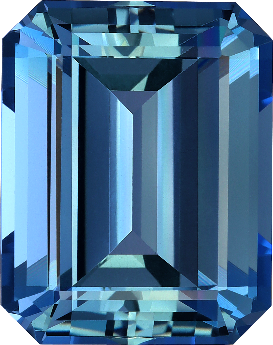 Rectangular cut aquamarine, 18.98 by 15.05 mm, shown at actual size