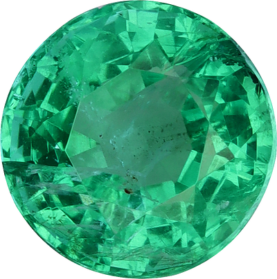 Round cut zambian emerald, 7.13 by 7.06 mm, shown at actual size