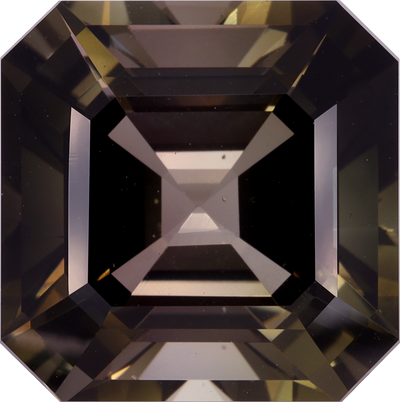 Square cut brown tourmaline, 14.06 by 14.1 mm, shown at actual size