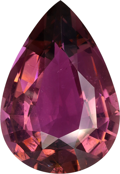 Pear cut pink tourmaline, 21.9 by 15.5 mm, shown at actual size