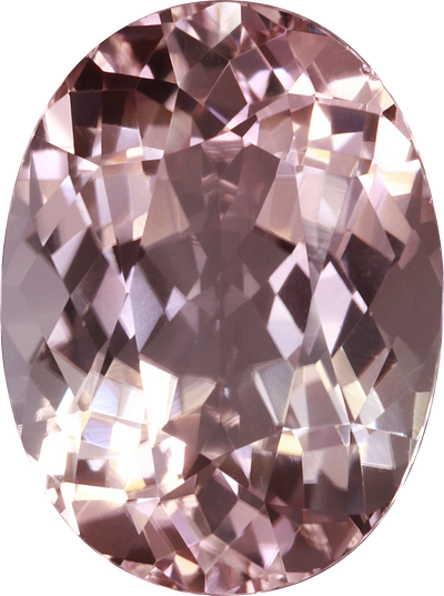 Oval cut pink tourmaline, 14.4 by 10.7 mm, shown at actual size