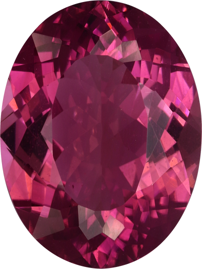 Oval cut pink tourmaline, 15.93 by 12.15 mm, shown at actual size