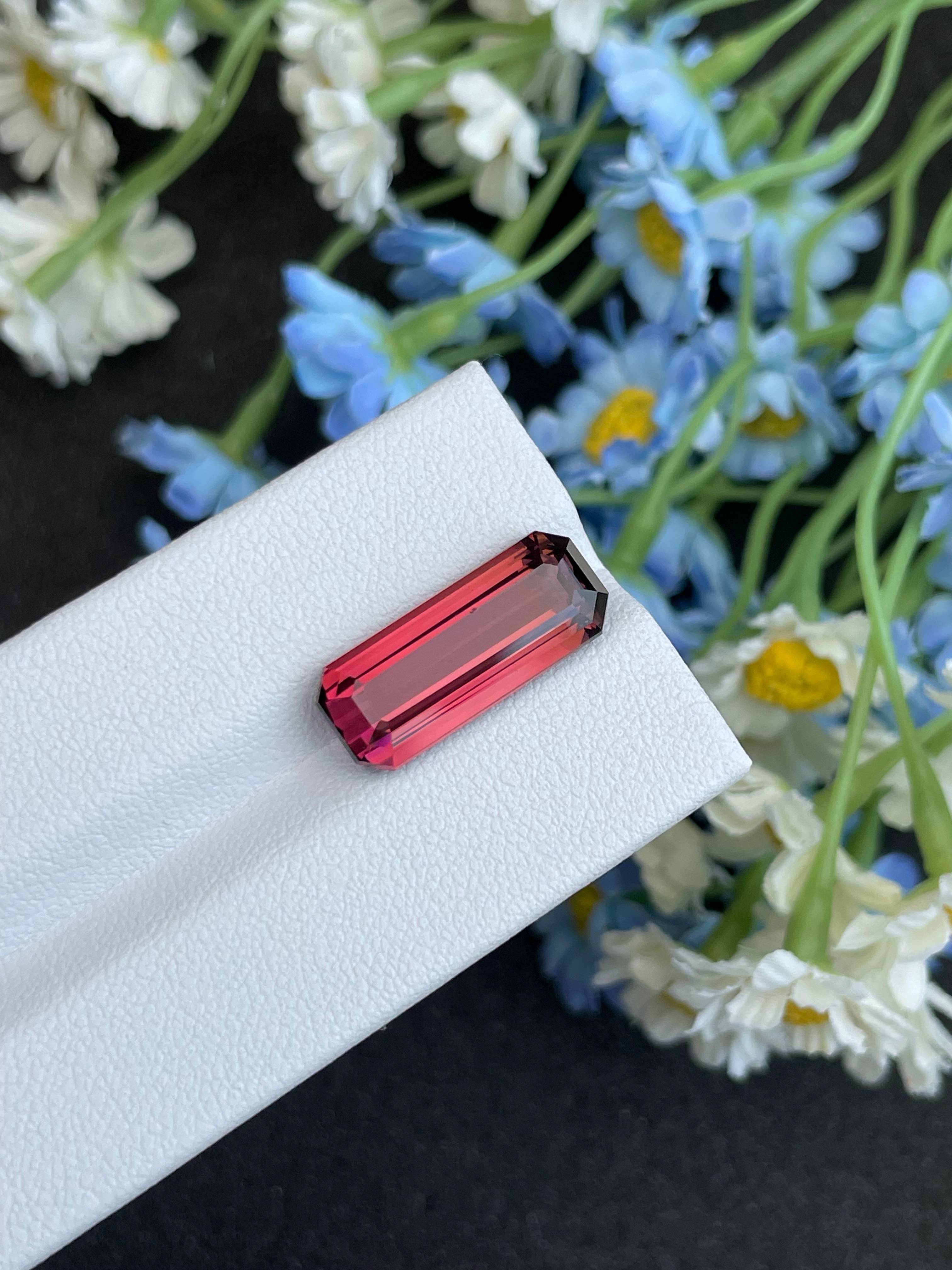 rosewood pink pink tourmaline, 9.54ct rectangular cut — view 5