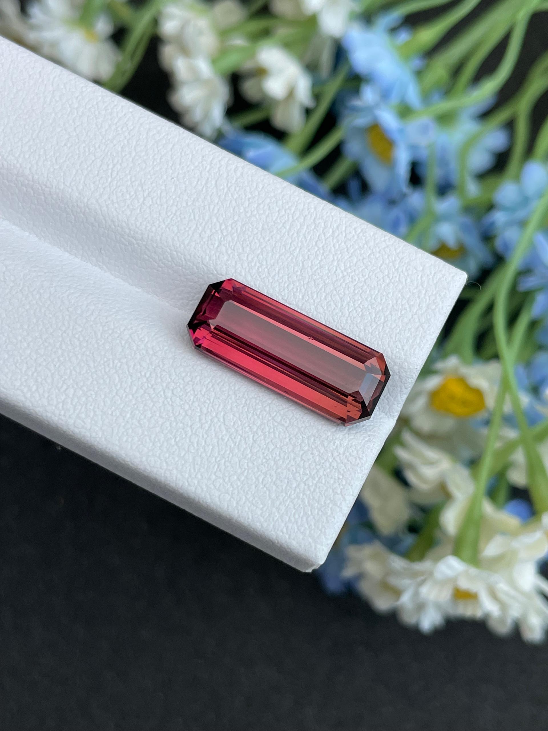 rosewood pink pink tourmaline, 9.54ct rectangular cut — view 6