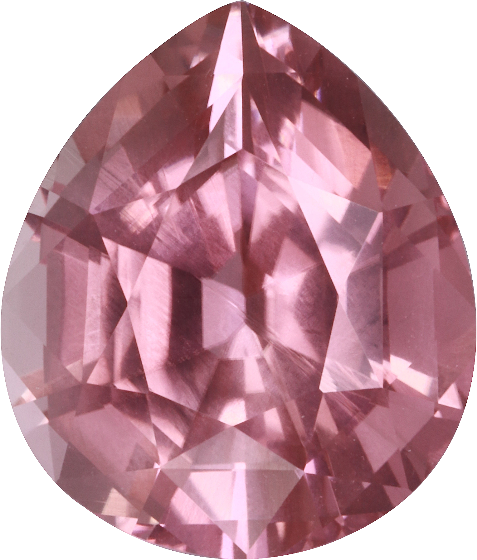 Pear cut pink tourmaline, 13 by 11 mm, shown at actual size