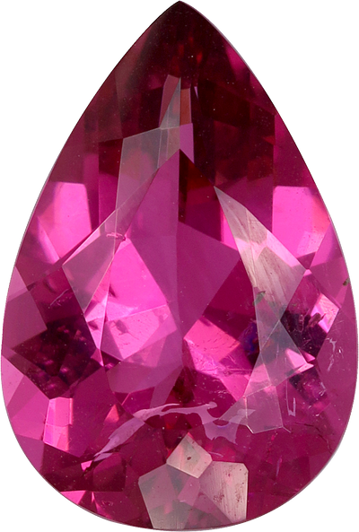 Pear cut pink tourmaline, 12.05 by 8.13 mm, shown at actual size