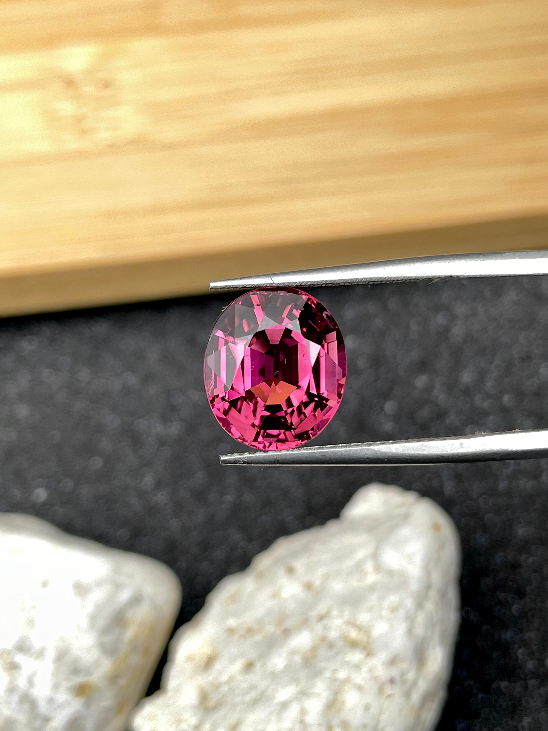 rosewood pink pink tourmaline, 5.38ct oval cut — view 5