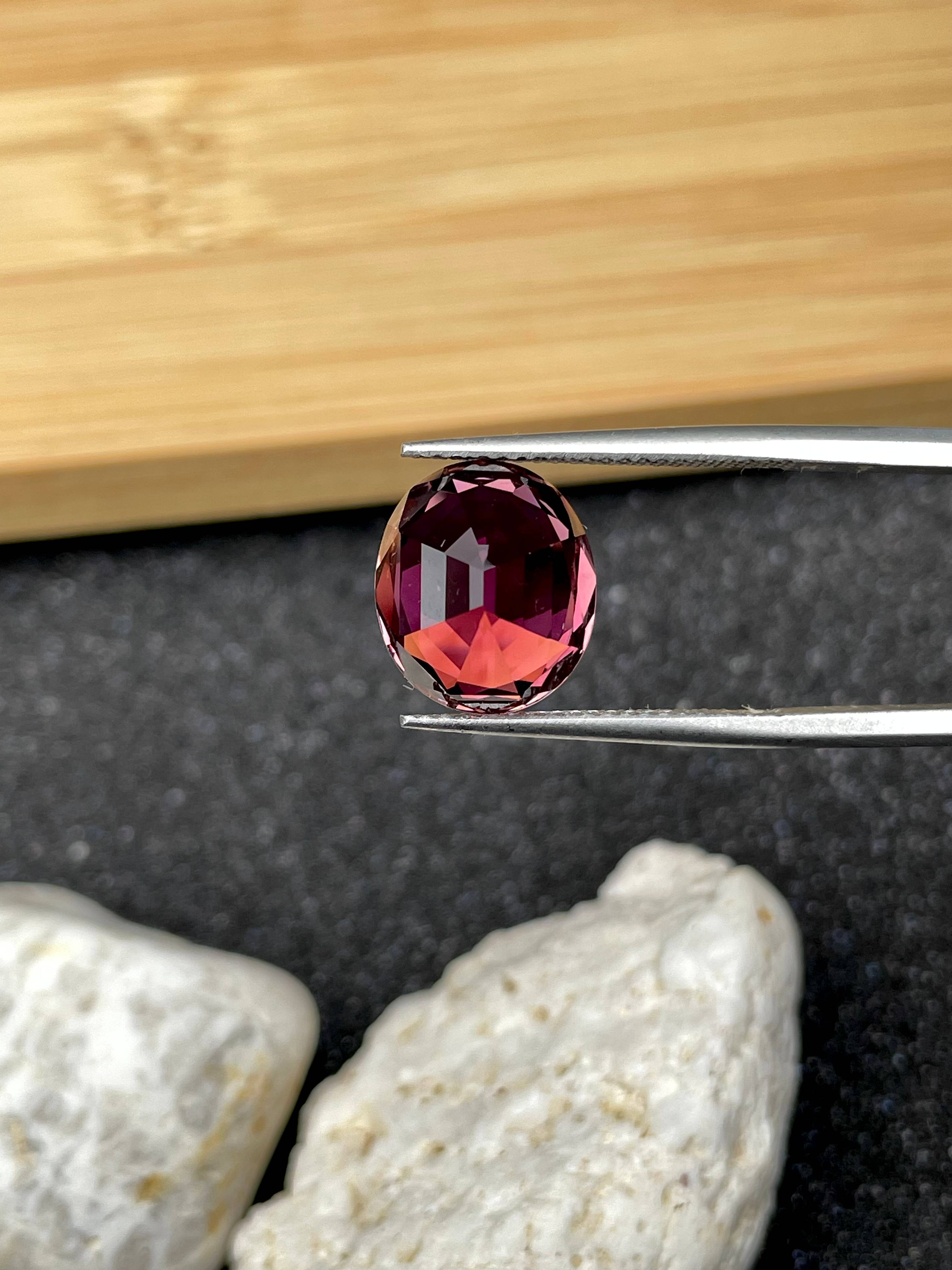 rosewood pink pink tourmaline, 5.38ct oval cut — view 6