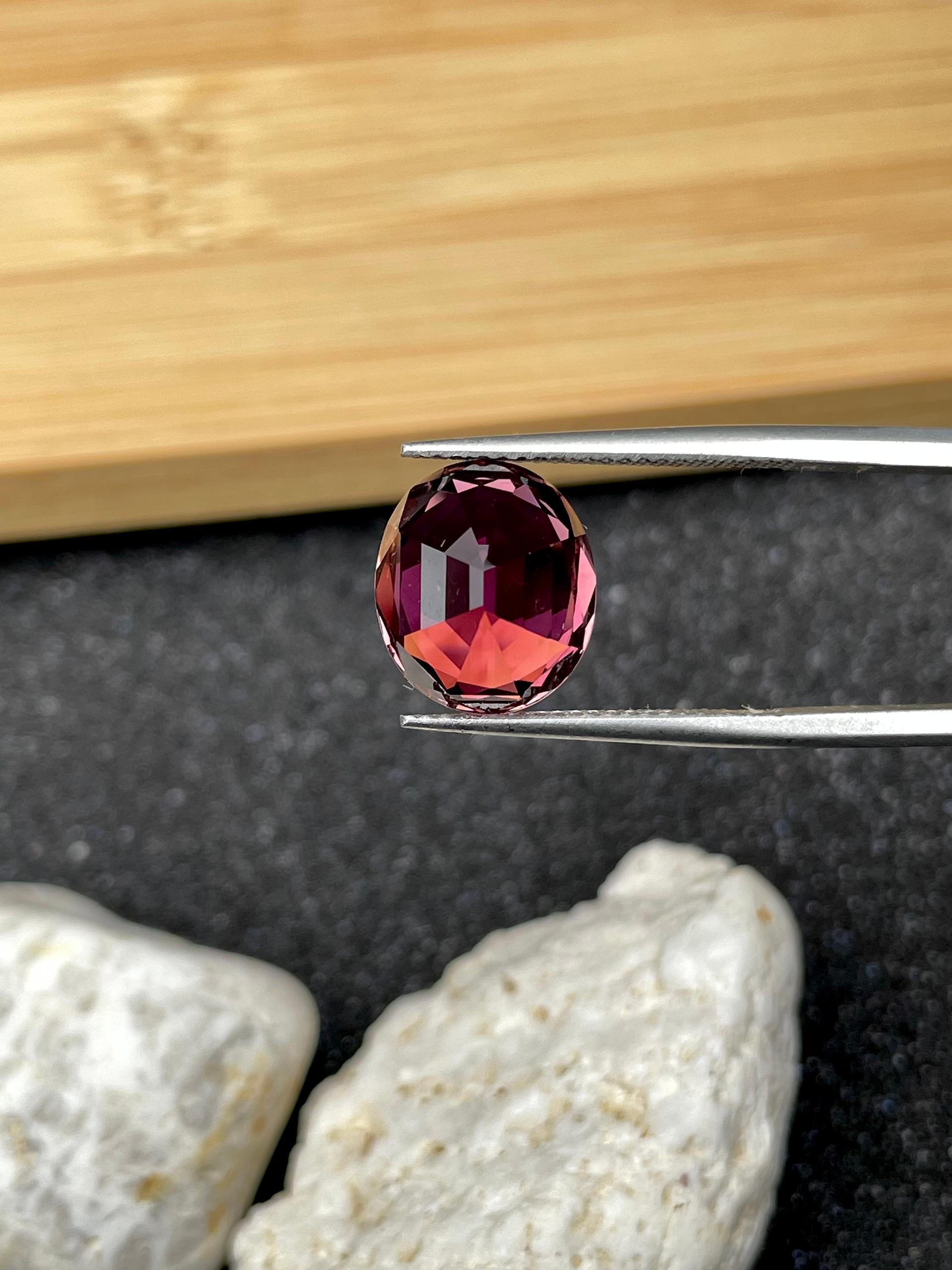 rosewood pink pink tourmaline, 5.38ct oval cut — view 6
