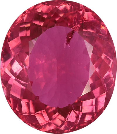 Oval cut pink tourmaline, 12.97 by 11.32 mm, shown at actual size