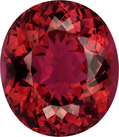 Oval cut pink tourmaline, 12.8 by 11.1 mm, shown at actual size