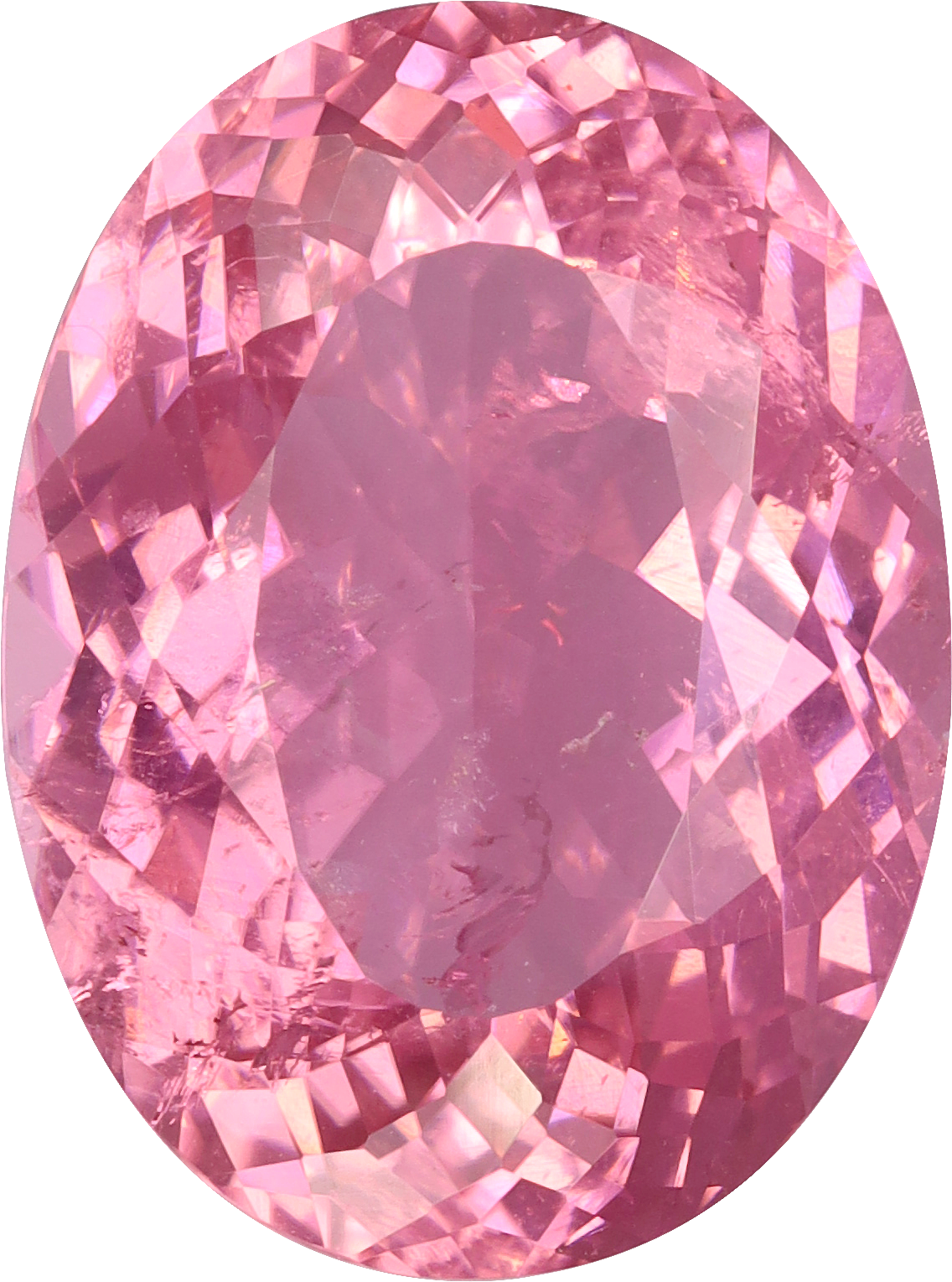 Oval cut pink tourmaline, 15.55 by 11.66 mm, shown at actual size
