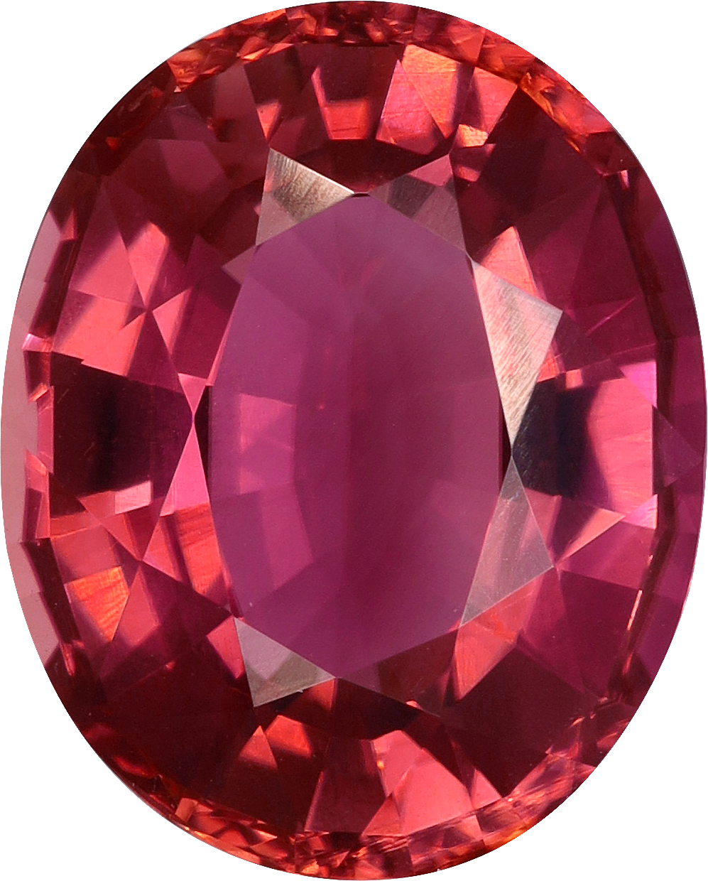Oval cut pink tourmaline, 13.09 by 10.55 mm, shown at actual size