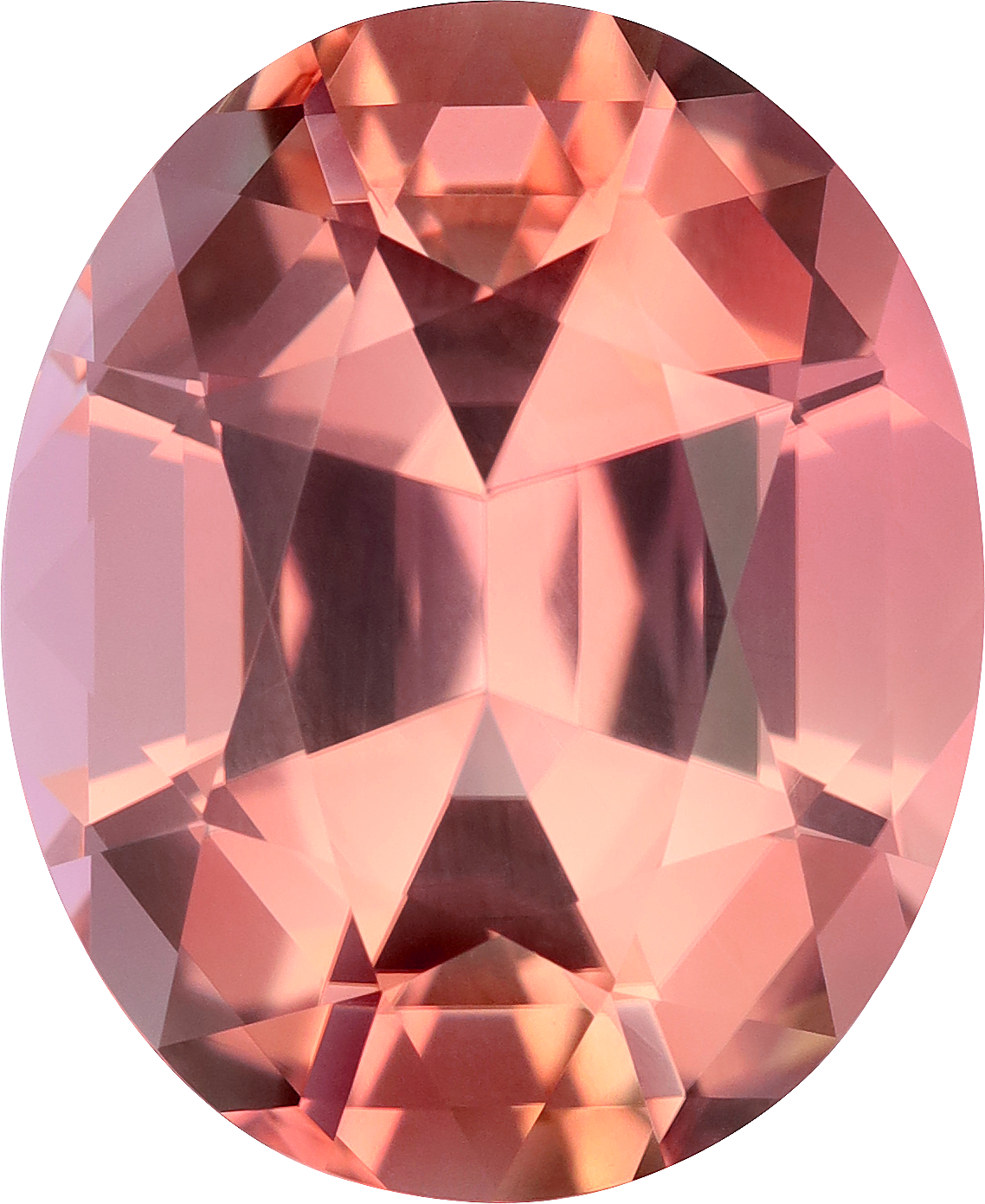 Oval cut pink tourmaline, 18.76 by 15.35 mm, shown at actual size