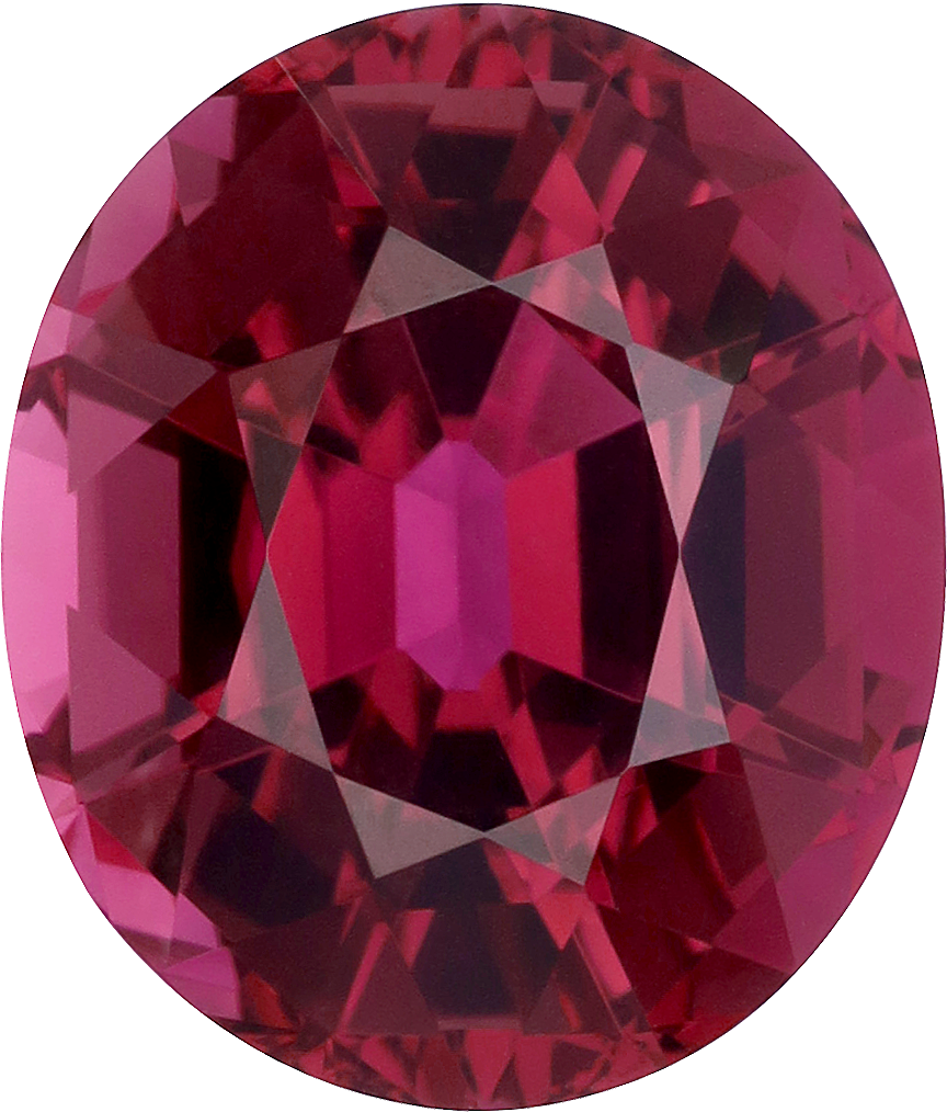 Oval cut pink tourmaline, 13.99 by 11.99 mm, shown at actual size