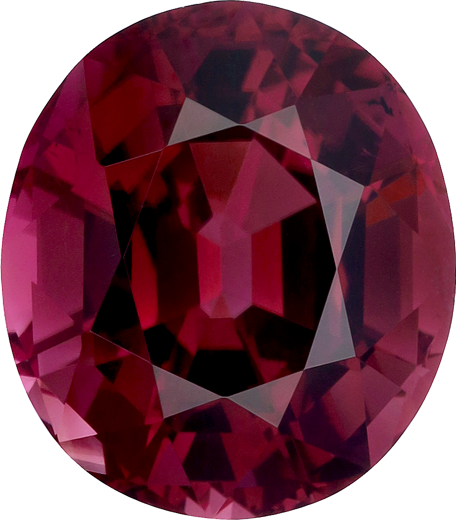 Oval cut purple tourmaline, 14.48 by 12.71 mm, shown at actual size