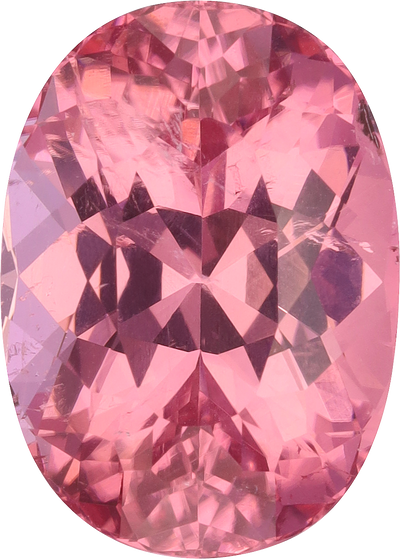 Oval cut pink tourmaline, 17.22 by 12.38 mm, shown at actual size